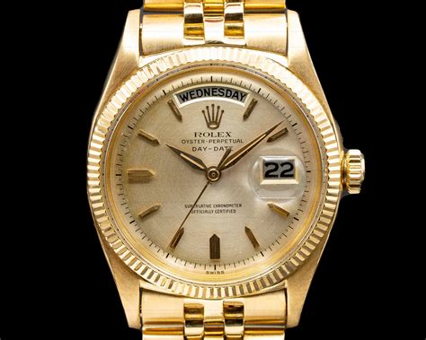 rolex oyster perpetual day date 18ct yellow gold|rolex day date president 40mm.